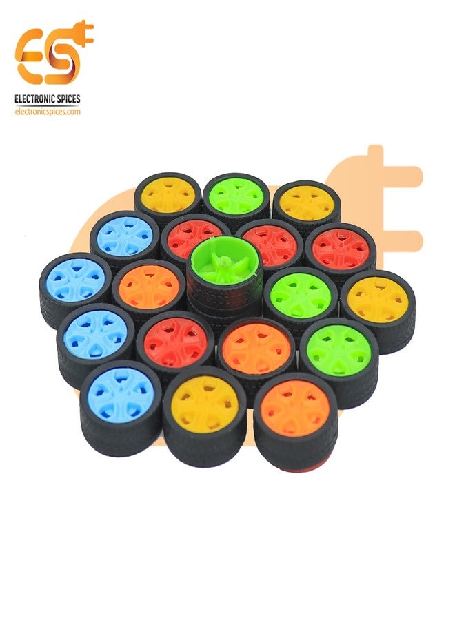 إلكترونيك سبايسس عجلات بلاستيكية صلبة بغطاء مطاطي من Electronic Spices مقاس 30 مم × 11 مم لسيارات الألعاب التي تعمل بالتحكم عن بعد ذات عمود (متعددة الألوان) - Image 4